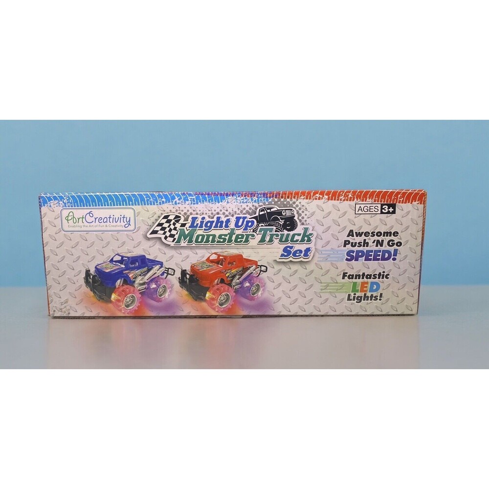 ArtCreativity Light Up Monster Truck Set For Boys And Girls LED Push N Go